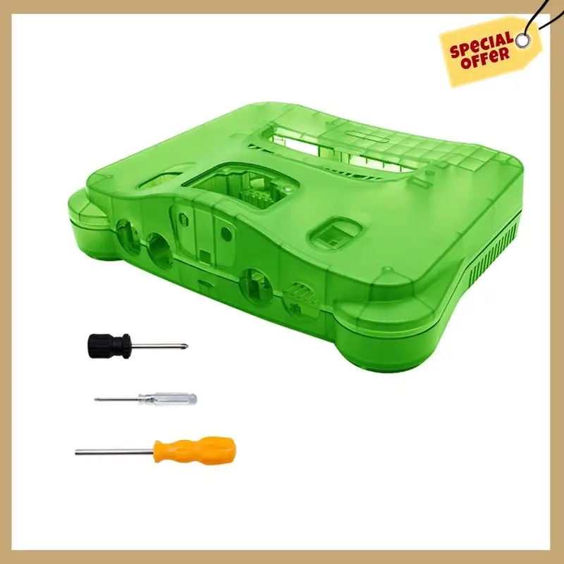 Nintendo 64 N64 용 보관 케이스 운반, 반투명 레트로 비디오 게임 콘솔 케이스 교체 쉘, 반투명 내구성 녹색