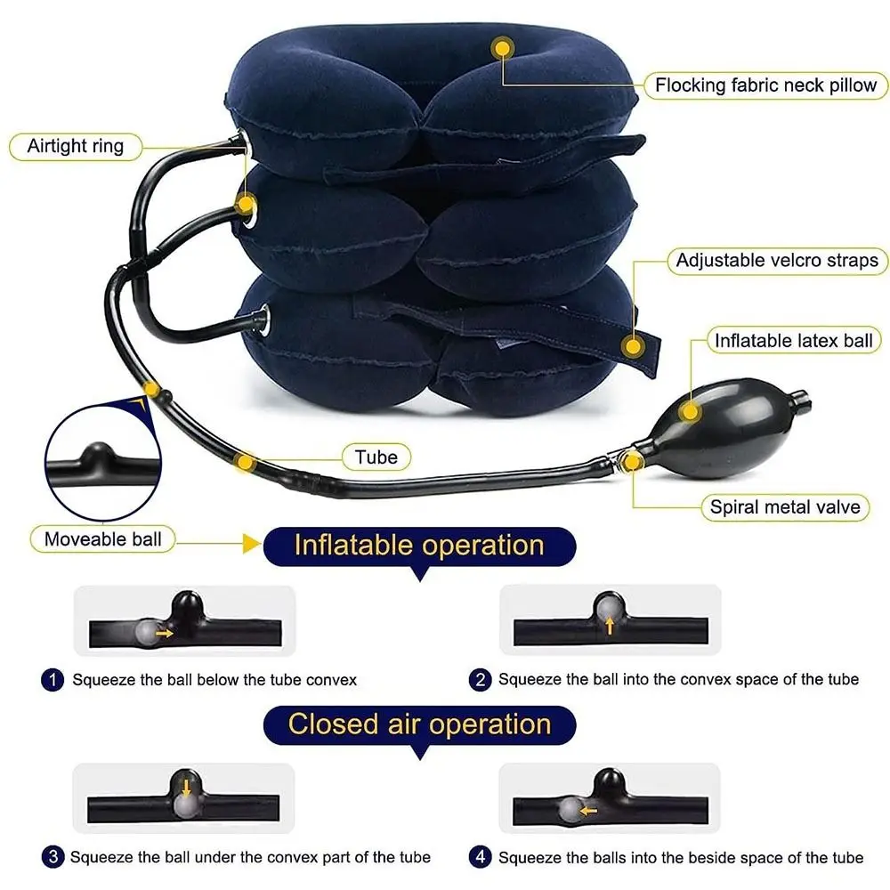 

Adjustable Inflatable Neck Stretcher 3-layer Anti-leakage Cervical Traction Device Comfortable Spine Alignment