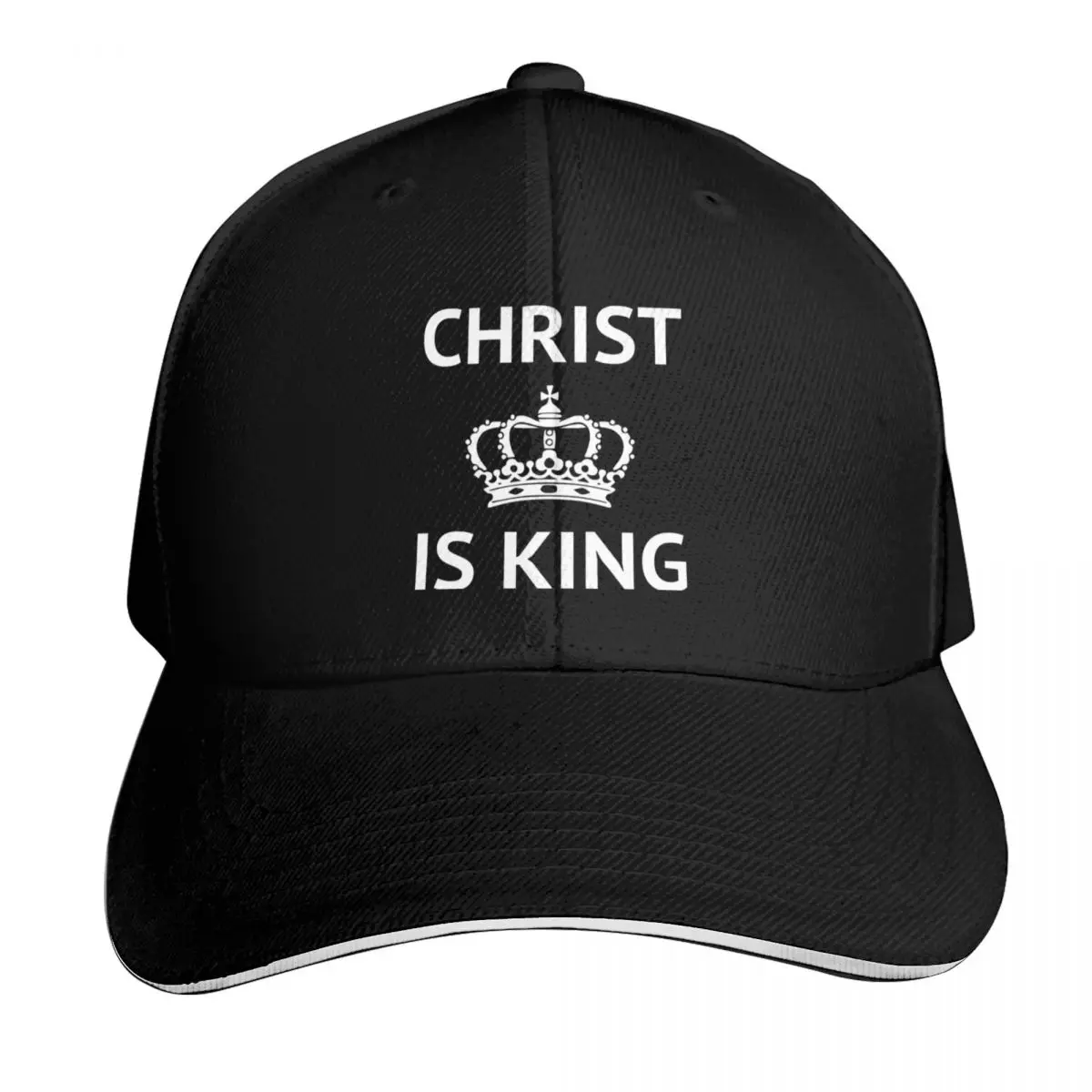 Christ is King crown logo (white) Baseball Cap Beach Hat Beach sailor cap for men fun hats Boy Child Women's