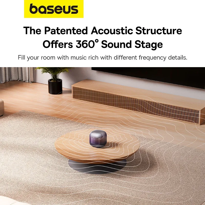 Baseus AeQur V2 Portable Bluetooth Speaker Support TWS Pairing 360 ° Surround Sound Generation Wireless 5.0 Speakers 3 EQ Modes