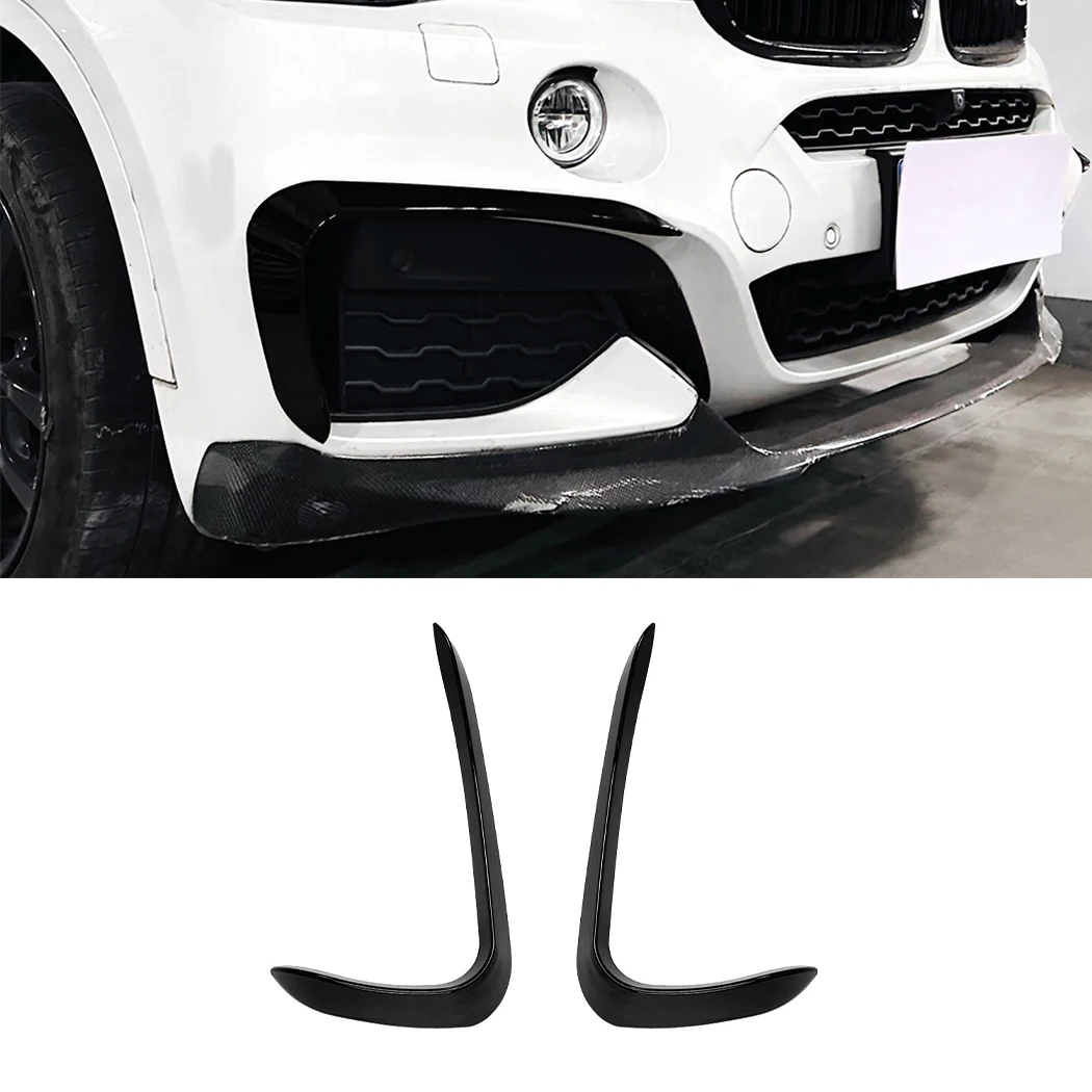 Image of Frontstoßstange Air Vent Abdeckung Trim Für BMW X6 F16 M Sport 2015-2019 Glänzend Schwarz/Carbon Look Ansaugrahmen Spoiler Splitter