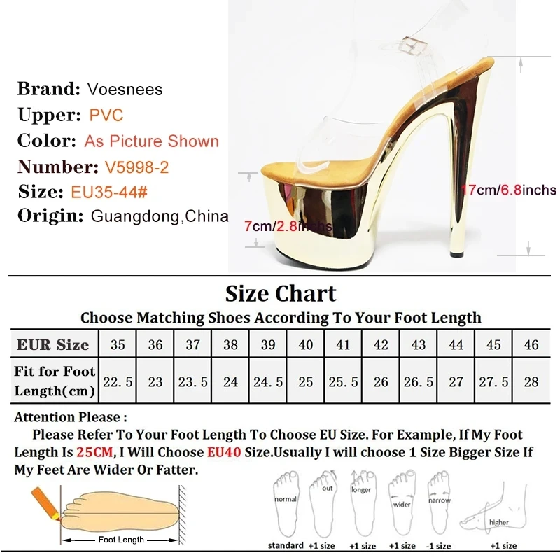 17cm Stiletto Heel 7cm Platform Ankle Strap Sandal High Heel Fish Mouth Open Toe Fashion Women\'s Shoes Electroplated Heels