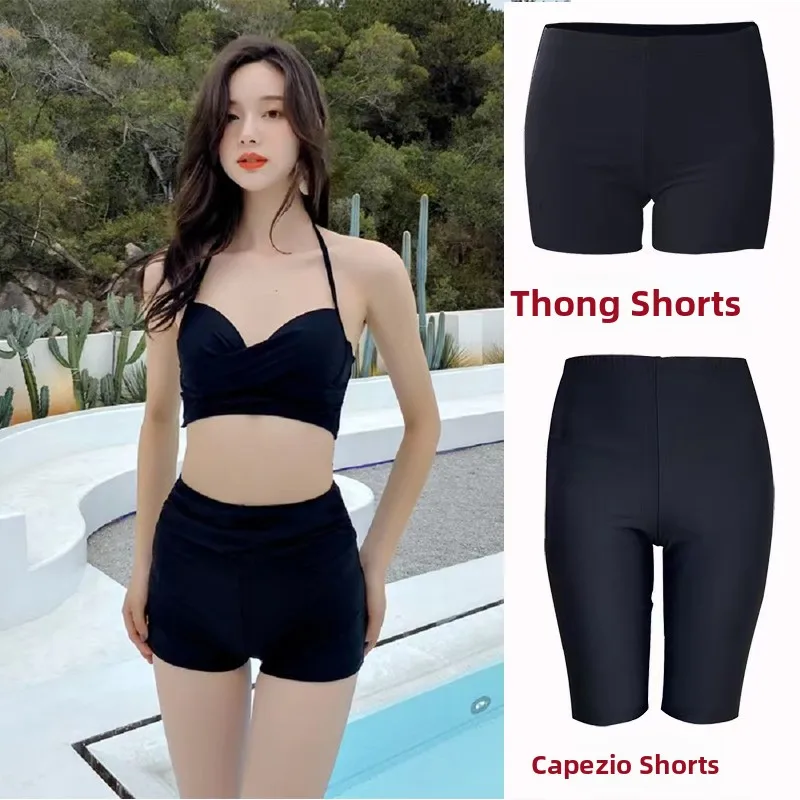 

Комплект из пяти предметов: женский купальник, термокальсоны для плавания, летние шорты для отдыха, фитнеса, спорта и йоги