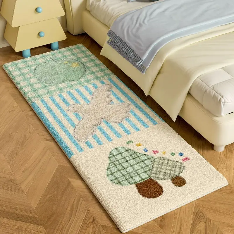 VIKAMA Mint Cream Yellow Pear Silhouette Produce Bed Runner Rug Cutesy Uncluttered Silken Bedchamber Styling Nostalgic Tough