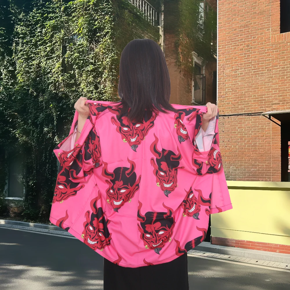 Japanese Style Fox Print Cardigan Kimono Harajuku Women Men Sexy Yukata Female Streetwear Traditional Daily Style Haori