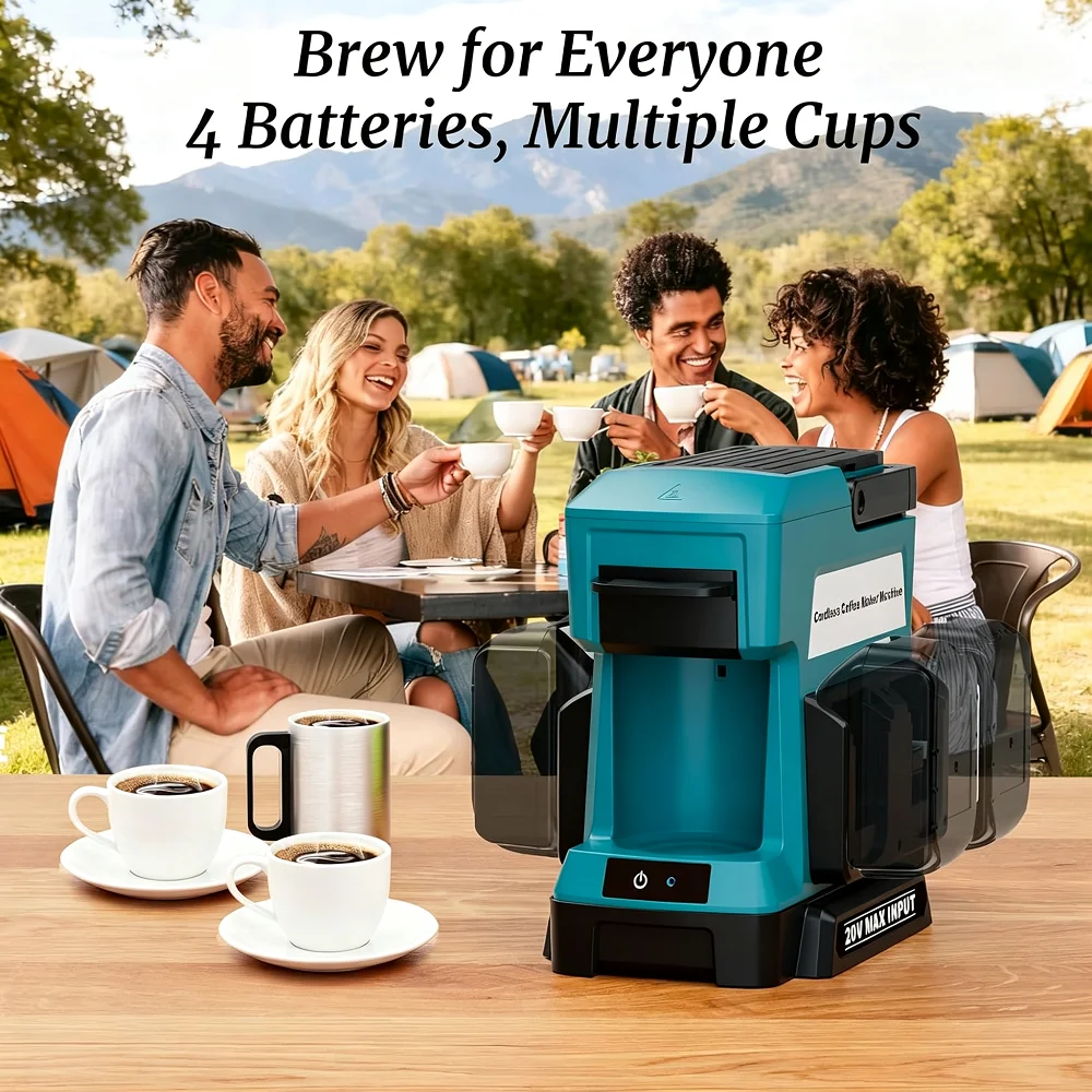 CM05 Portable Drip Coffee Machine, Compatible for Makita/Bosch/Dewalt/Milwaukee/Ryobi 18-20V Batteries for Camping and Outdoor
