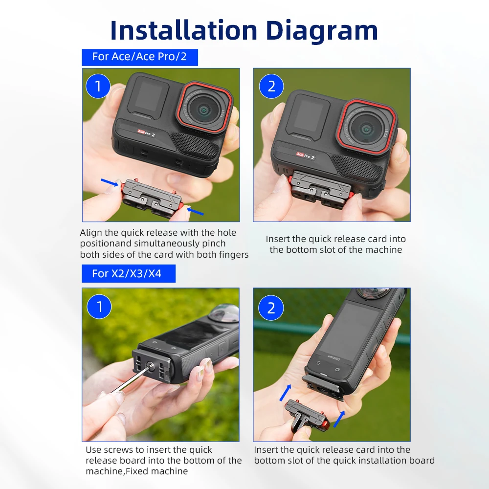 Flymile Metall-Schnellwechselhalterung für Insta360 X6/X5/Ace Pro 2 Kamera Magnetische Basis Erweiterungshalterung Adapter Zubehör – Detail 10