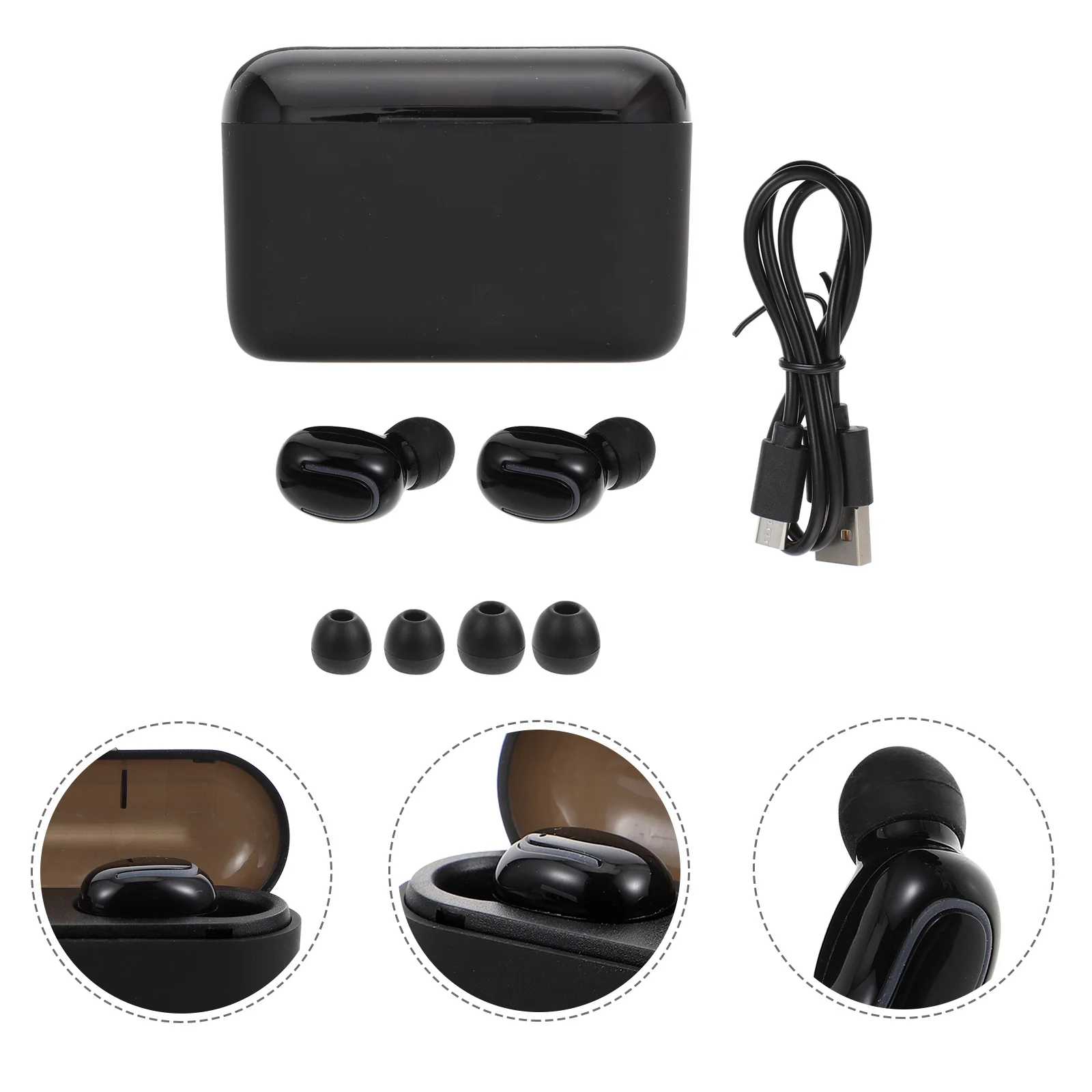 

1Pair Headphones Wireless Earphones Black Lightweight Sport Running Earbud 5.0 Headset Mic Cordless Earphone