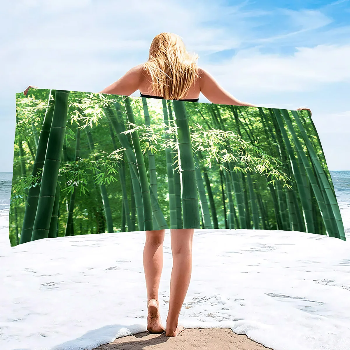 Bamboo Grove Beach Towel Microfiber Towel Large Beach Bath Towel Quick Dry Sand Beach Towels Large Beach Towels for Man Woman