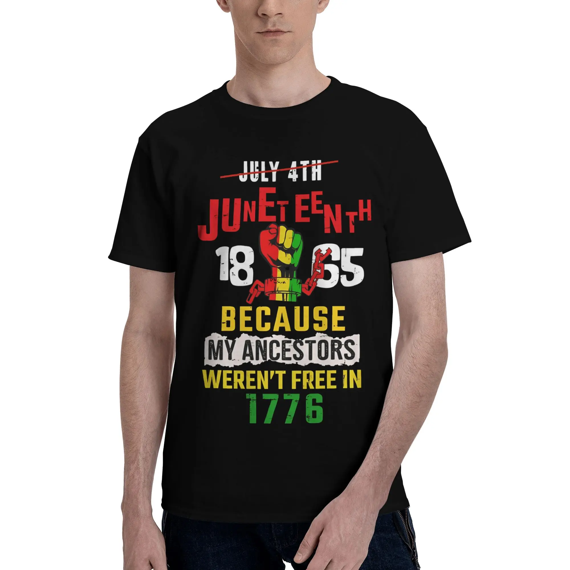Printed Juneteenth 1865 Rooted In Freedom T Shirt for Men Women  100% Cotton Tee Shirt Short Sleeve Clothes
