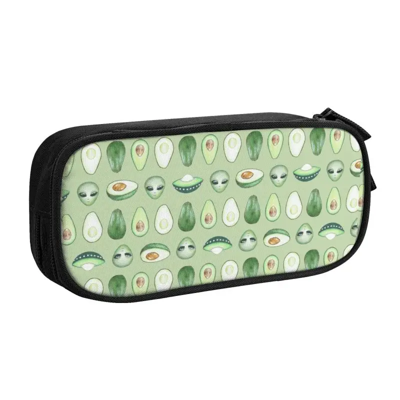 Custom Avocados And Aliens Pattern Pencil Cases for Girls Boys Big Capacity Pen Bag Box School Supplies