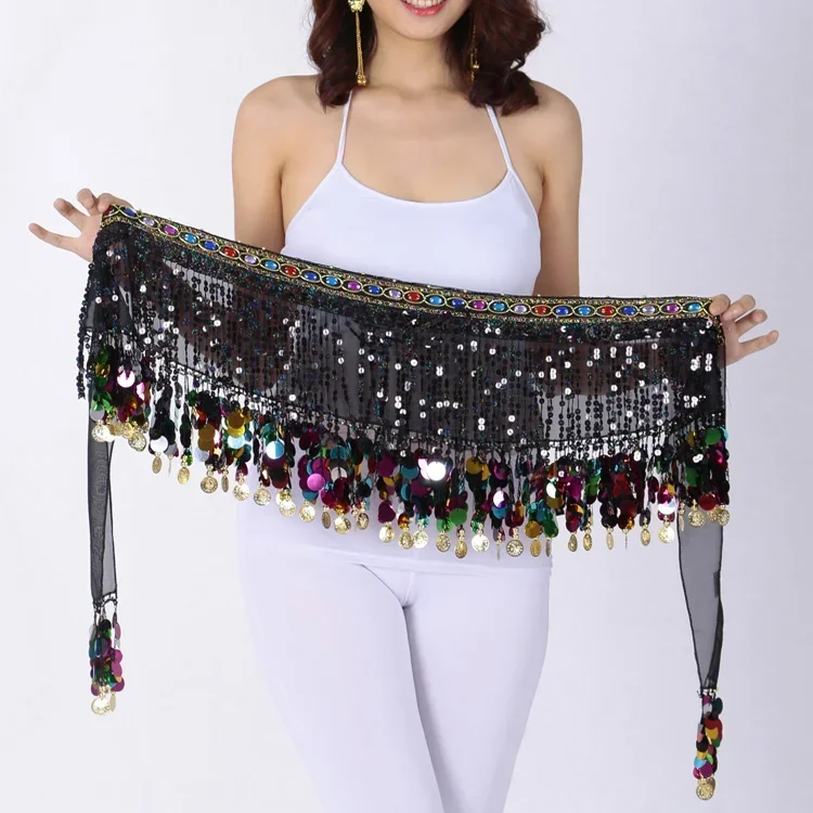 Female belly dance Waist Chain High grade Belt Training Clothing Waist Seal Sequins Indian Dance Waist Scarf