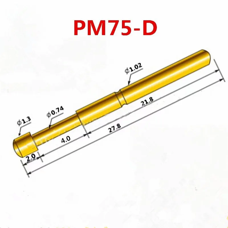 

100PCS Spring Test Pin PM75-D2 Big Round Tip Needle Tube Outer Diameter 1.02mm Length 27.8mm Used for Circuit Board Testing