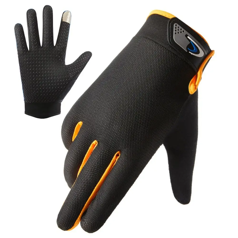 Comfortable Full Finger Cycling Gloves Thin Touch Screen Full Finger Gloves Ice Silk Silicone Non-slip Fishing Gloves Female