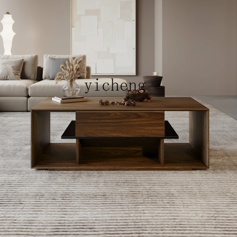 AA  solid wood loose coffee table household rectangular simple modern black walnut living room tea table