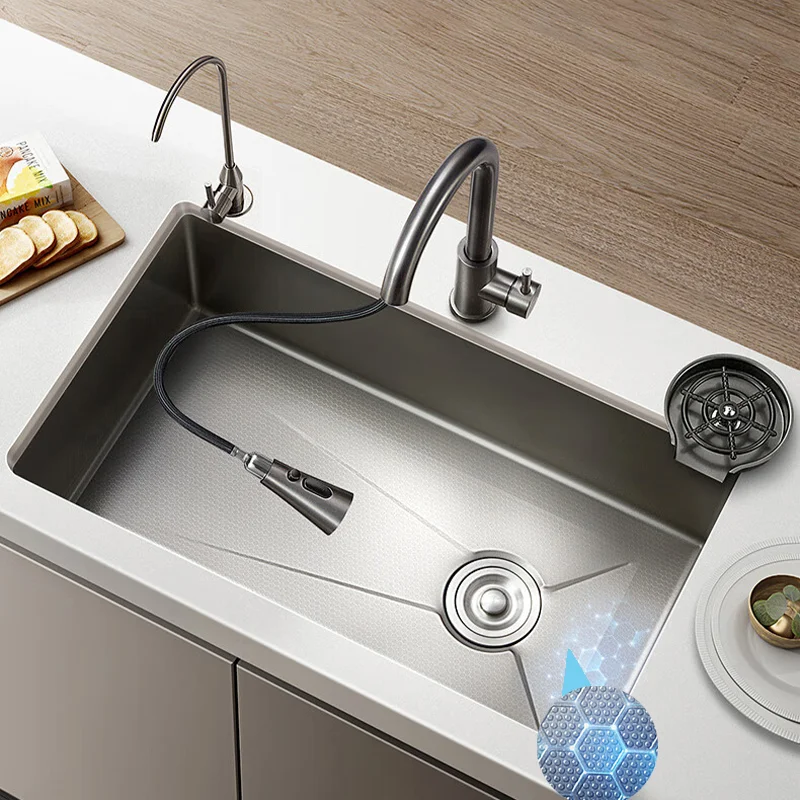 BestSelling Honeycomb Textured Stainless Steel Kitchen Sink Narrow Edge Single Basin Thickened for Washing Dishes Factory Direct