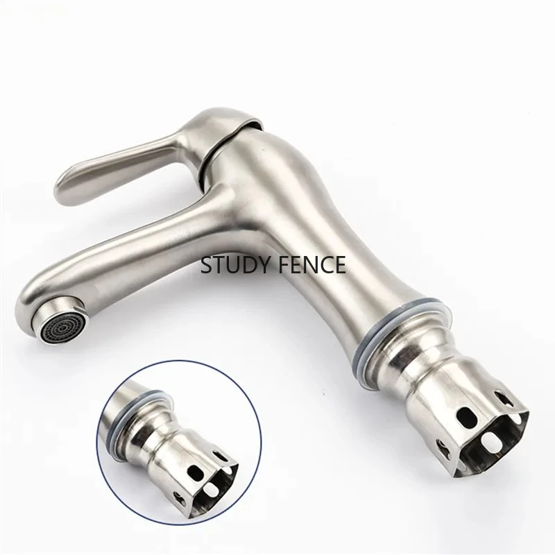 304 Stainless Steel Faucet Washbasin Single Hole Faucet Bathroom/kitchen Single Hole Faucet Household Hardware Accessories