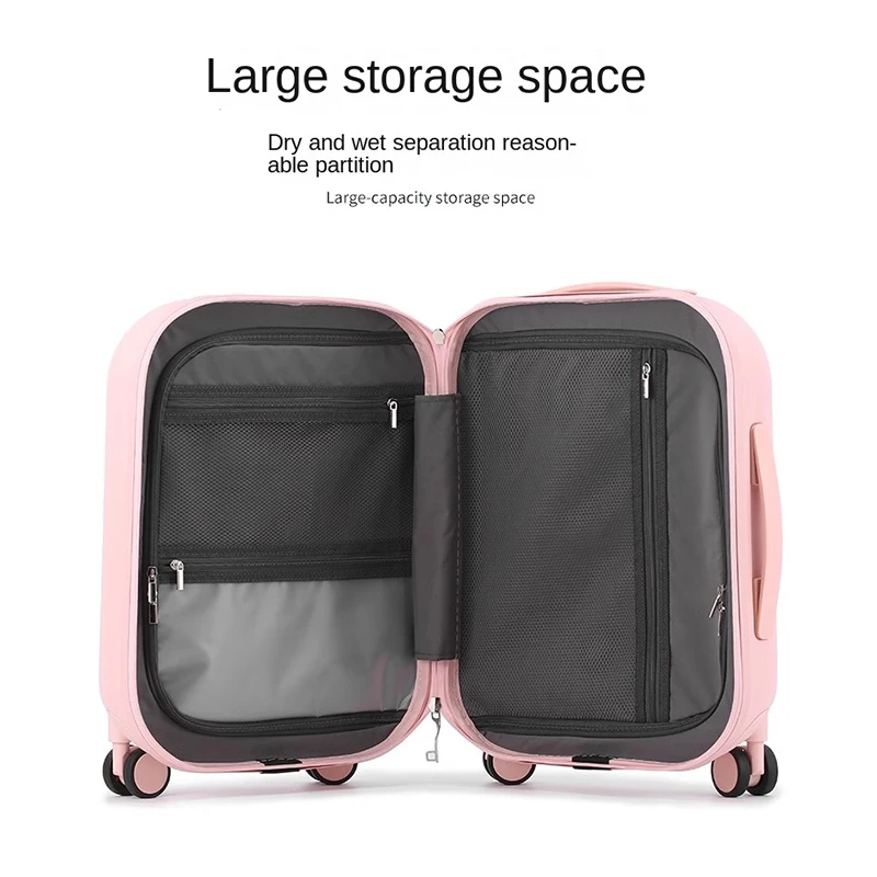 Valise à roulettes d'embarquement avec ouverture avant, petite boîte à verrou de portabilité, port de charge USB, valise de voyage, 20 pouces, 18 pouces, nouveau, 2024