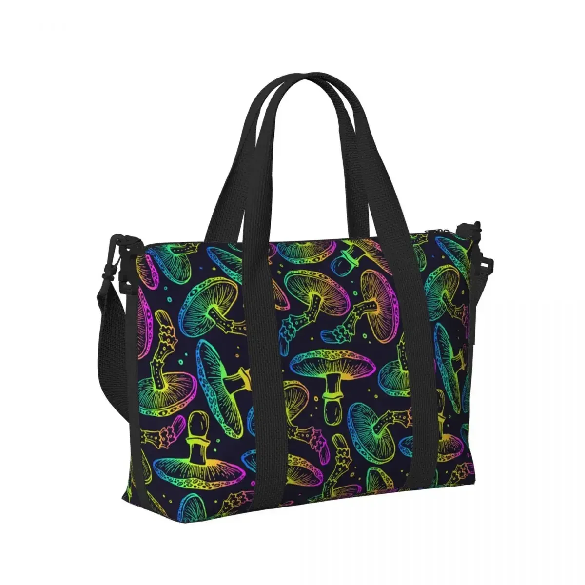 

Colorful Magic Mushroom Beach Travel Bag Large Capacity Tote Bags for Gym Sport Women Shopping Duffle Shoulder Bag