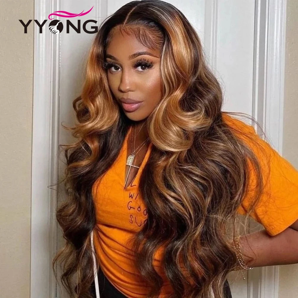 Yyong Highlight Wig Human Hair Brazilian Body Wave Lace Front Wig 13x4 13x6 Lace Frontal Wig Colored Human Hair Wigs For Women