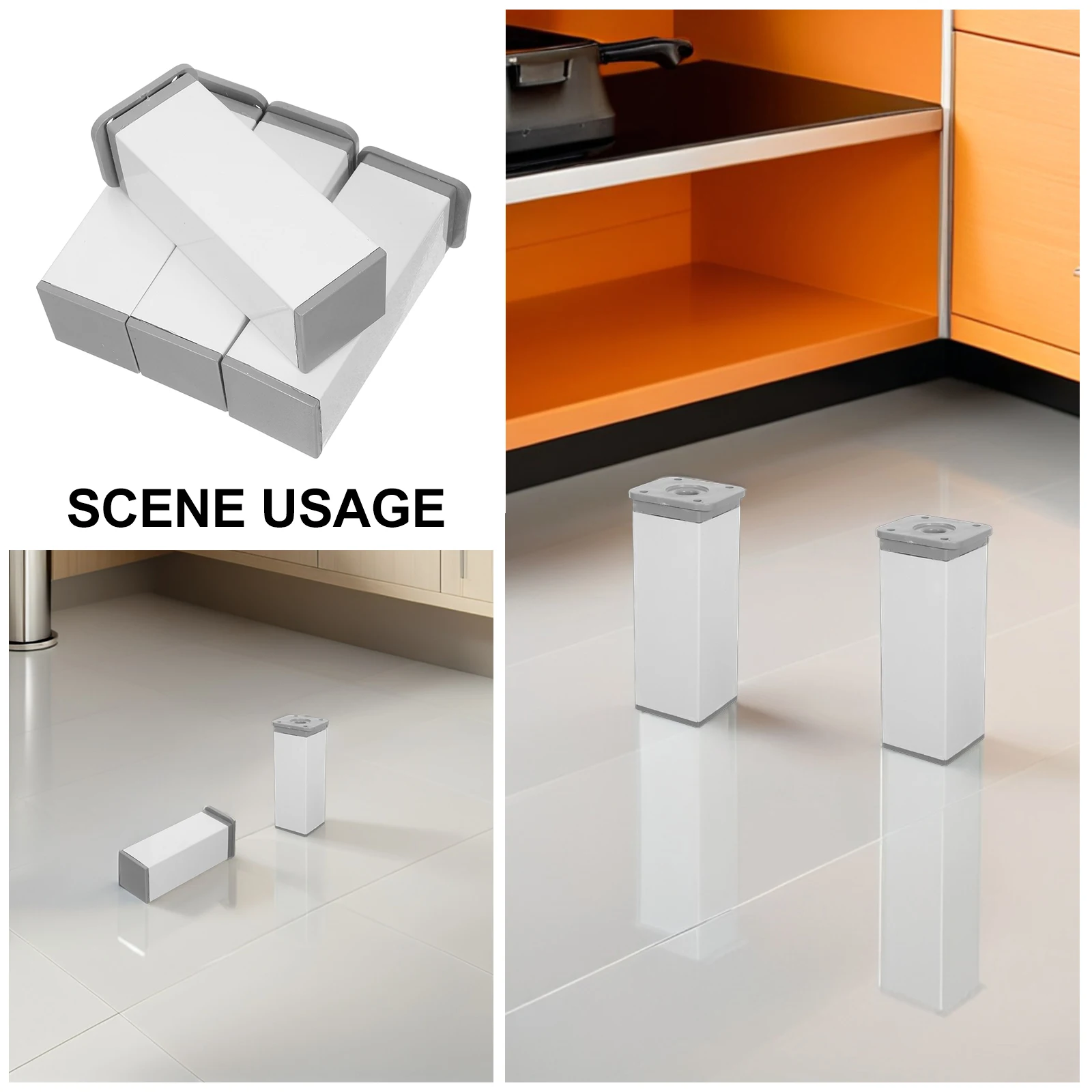 ขาเฟอร์นิเจอร์ปรับระดับได้ 4 ชิ้น ขาตู้ปรับความสูงได้ ฐานกว้าง รองรับโลหะ สำหรับโซฟา ชั้นวางของ ตู้ครัว - สแตนเลส