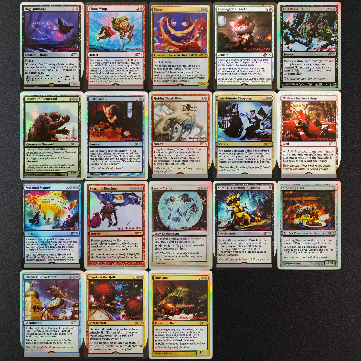 HHO TCG Proxy Magical Card Happy Holidays EN Gifts Given Fruitcake Elemental Snow Mercy Evil Presents Chaos Wrap Yule Ooze Cheer
