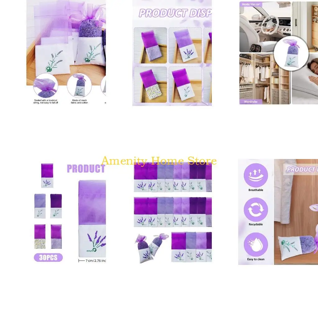 F26C 30PCS Multiuse Fragrances Sachet Bags Cotton Yarn Empty Scented Pouches For Home