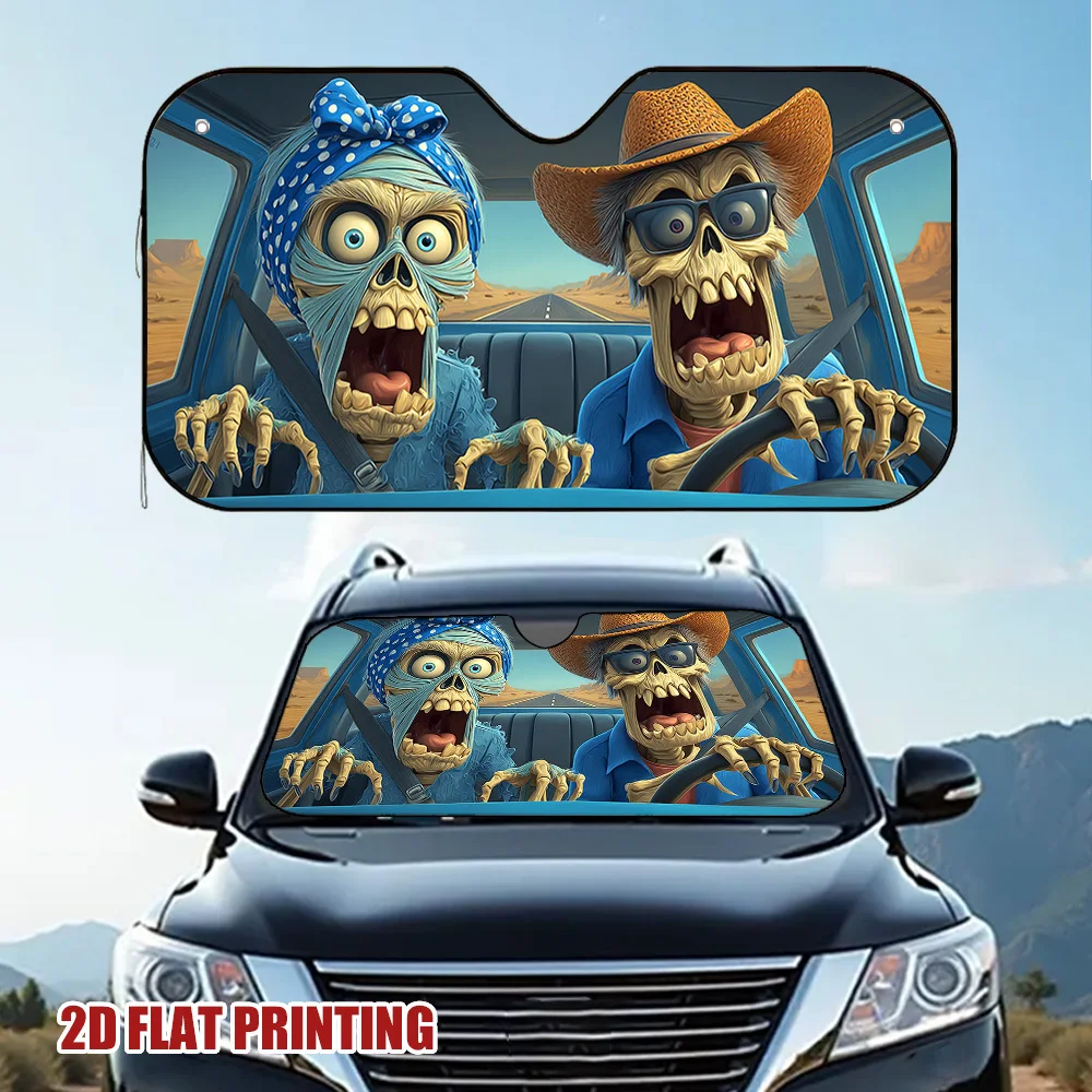 1pc Funny Zombie Road Trip Adventure Windshield Car Sun Shade for Car Sedan SUV Print