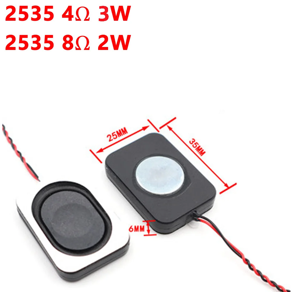 5pcs 4 ohm 3w 8 ohm 2W watt speaker square small cavity notebook computer 2535 2030 ultra-thin box speaker Thickness 6mm