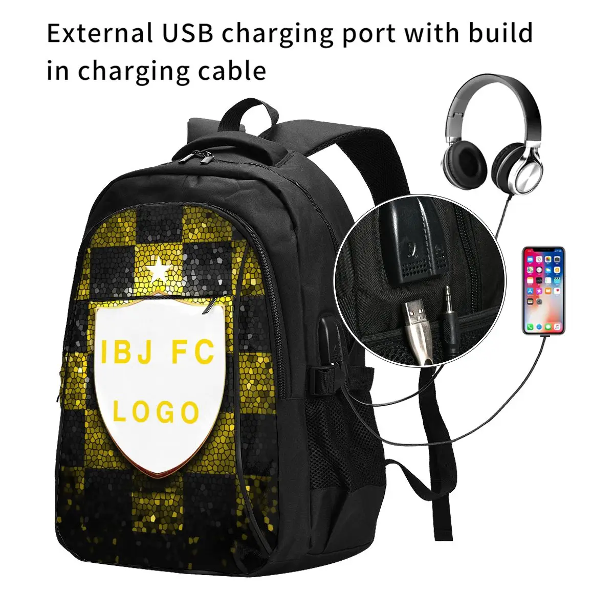 Israel Beitar Jerusalem Fc Large Travel Laptop Backpack USB Charging Port Business Backpack for Men and Women