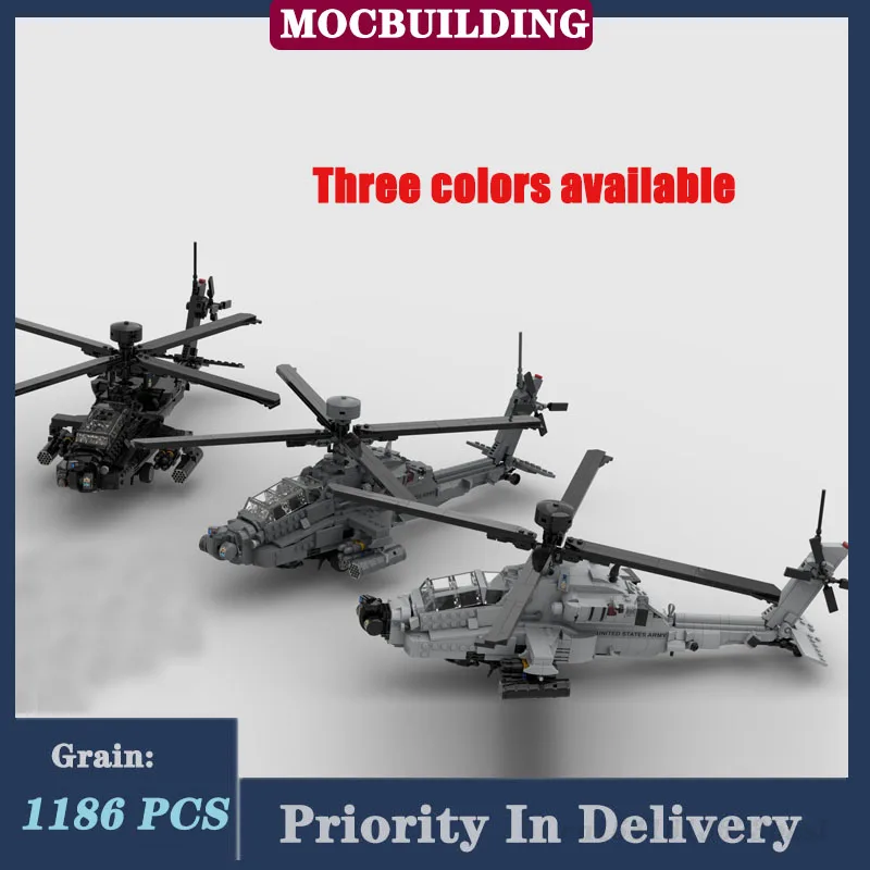 MOC City Helicopter AH-64E Model Building Block Assembly Aircraft Transport Vehicle Boy Birthday Gift Toy