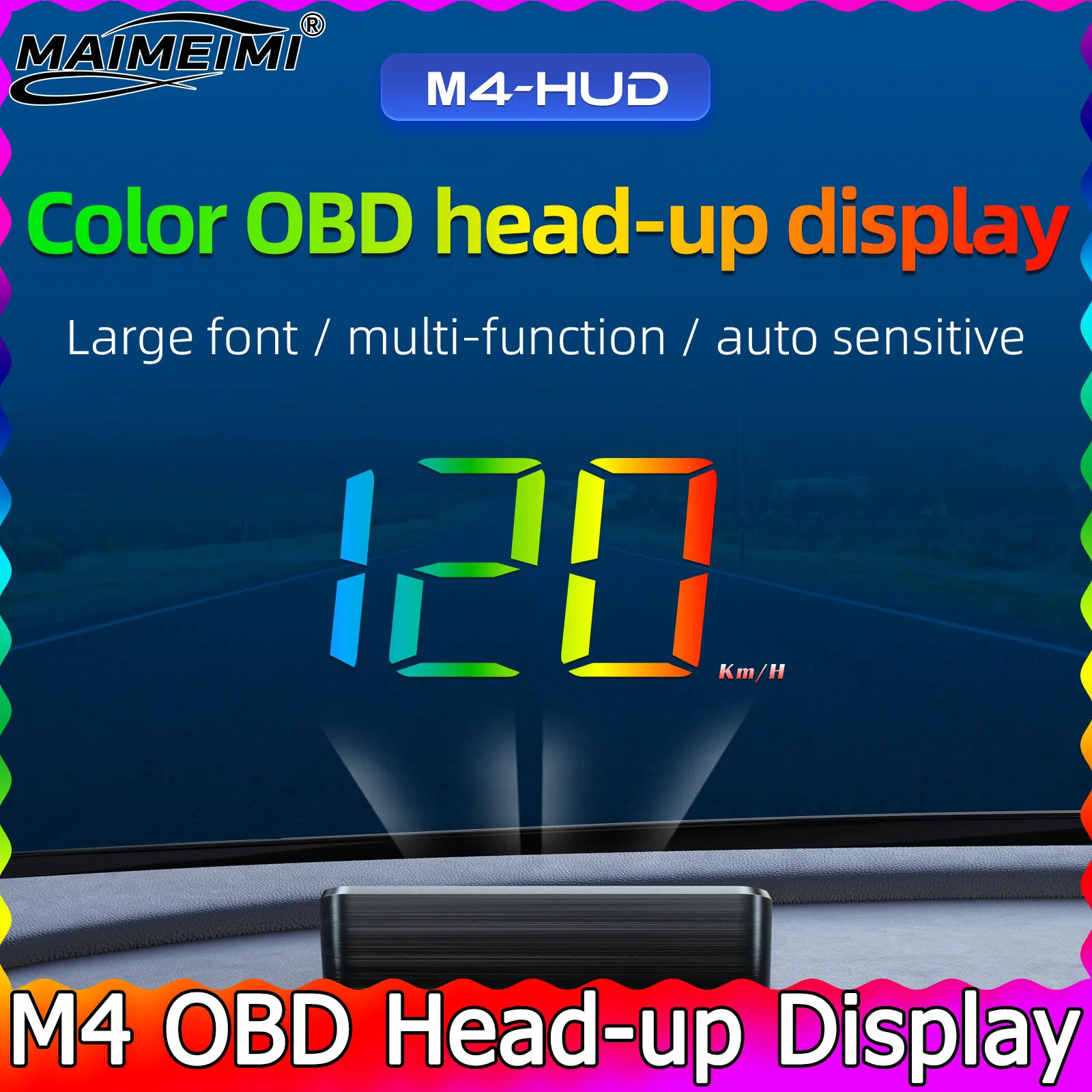 

Автомобильный OBD2 HUD M4 проекционный дисплей цветные цифры спидометр пробег проектор бортовой компьютер OBD дисплей компьютера вождения