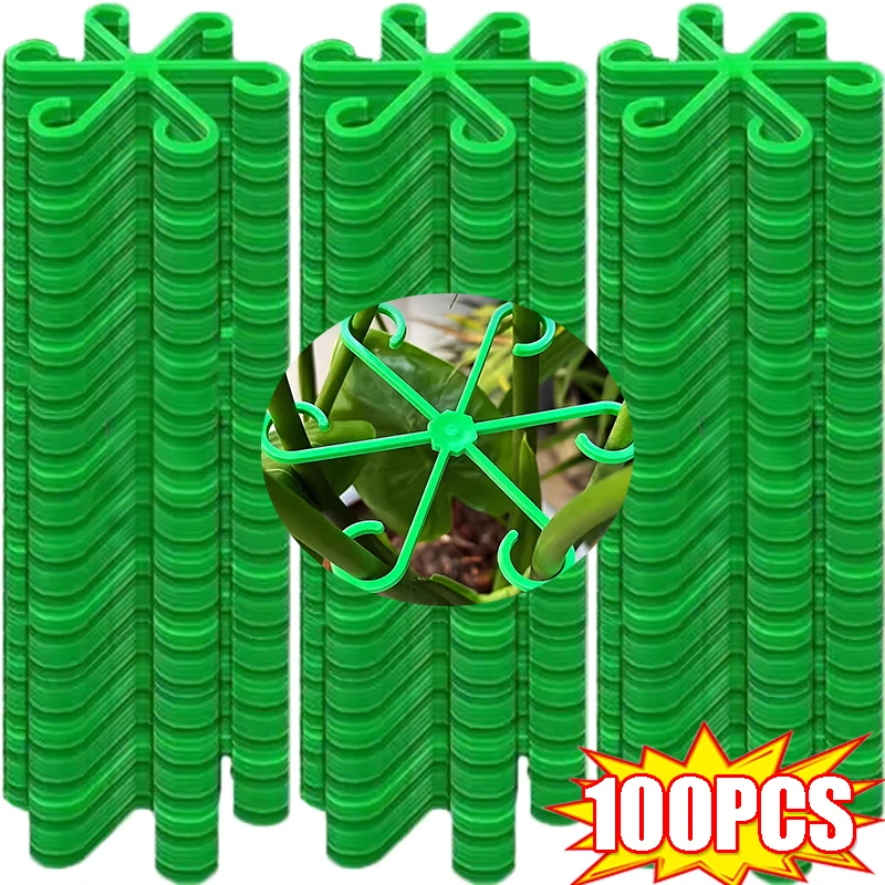 

100/4x Flower Plant Stem Support Stakes Climbing Houseplant Stand Frame Plastic Garden No Stake Indoor Plant Holder Rack Trellis