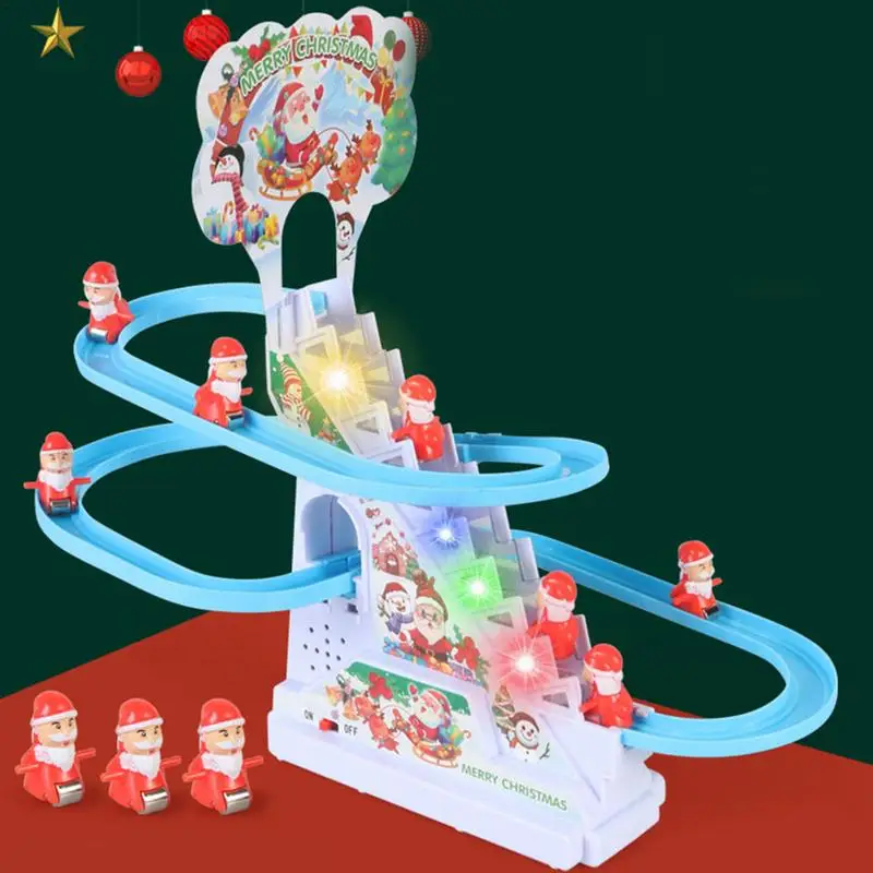 Christmas Climbing Toy Electric Toys Roller Coaster Playset Santa Climbing Game Educational Toys Christmas Slide With Lights &