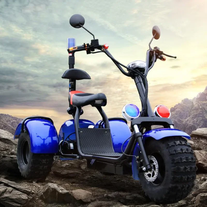 Modified three-wheeled Harley electric rural patrol beach car rental disabled tricycle axle drive security