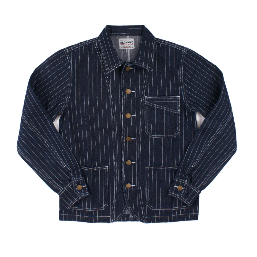 American Style Vintage New Fashion Men Solid Color Pocket Turn-down Collar Long Sleeve Simple Basic Denim Jackets Male Coats