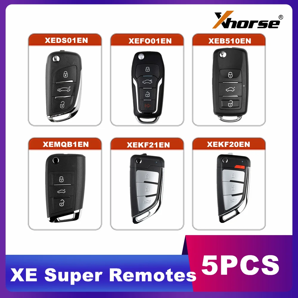 

5 шт. Xhorse XE Super пульты XEKF21EN XELEX0EN XEKF20EN XEFO01EN XEMQB1EN XEDS01EN