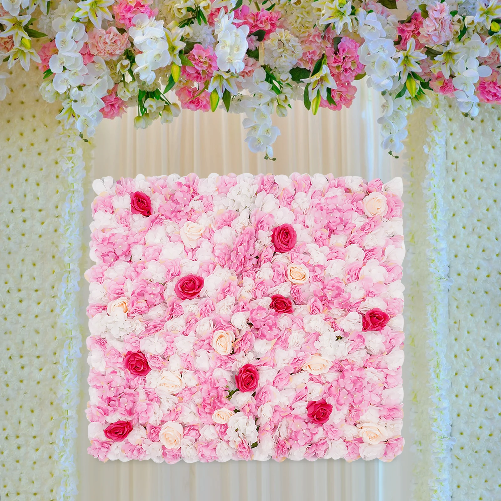Panel Dinding Bunga Buatan, Matras Dinding Bunga, Panel Bunga Mawar Sutra, Latar Belakang Dinding Bunga Buatan untuk Pernikahan