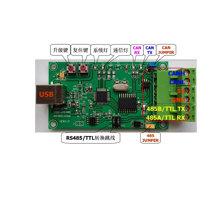 HID USB to CAN TTL/RS485 to CAN USB to TTL/RS485 Multifunction Module