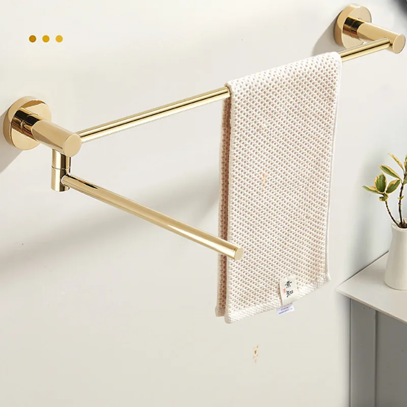 Rotating Brass Towel Rack Rust-Resistant Design Fade-Resistant Finish Strong Weight-Bearing Storage Space-Saving Bath Shelf