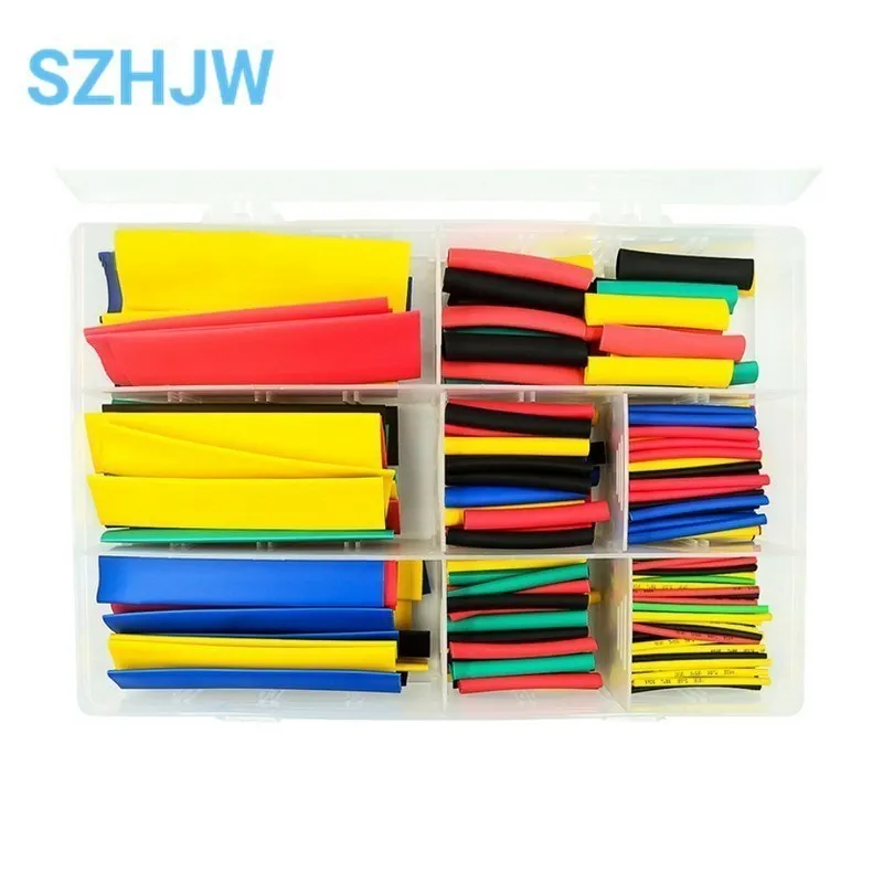 127-530pcs Heat Shrink Tube Thermoresistant Heat-shrink Tubing Wrapping Kit Electrical Connection Wire Cable Insulation Sleeving