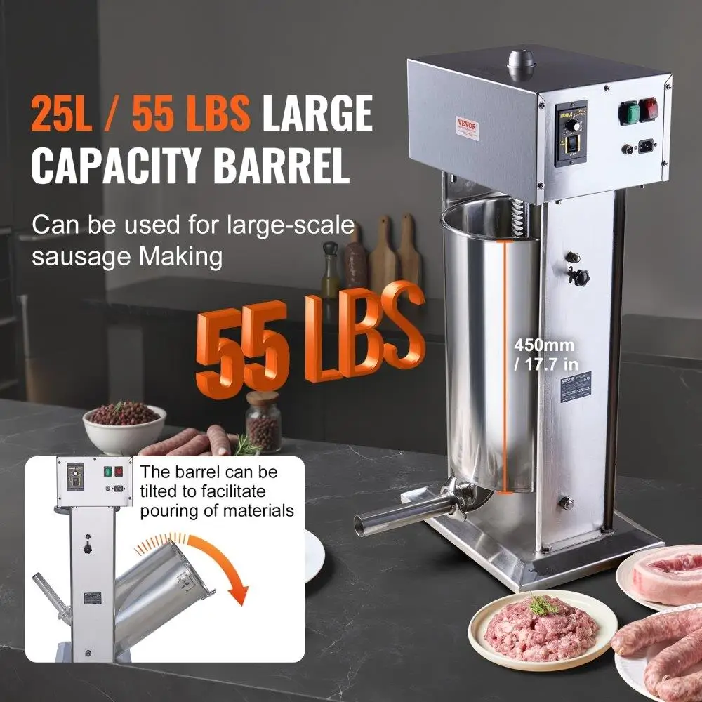 電気ソーセージ詰め物 25L 垂直ミートメーカー ステンレス鋼 304 プロセッサー 家庭用およびレストラン用