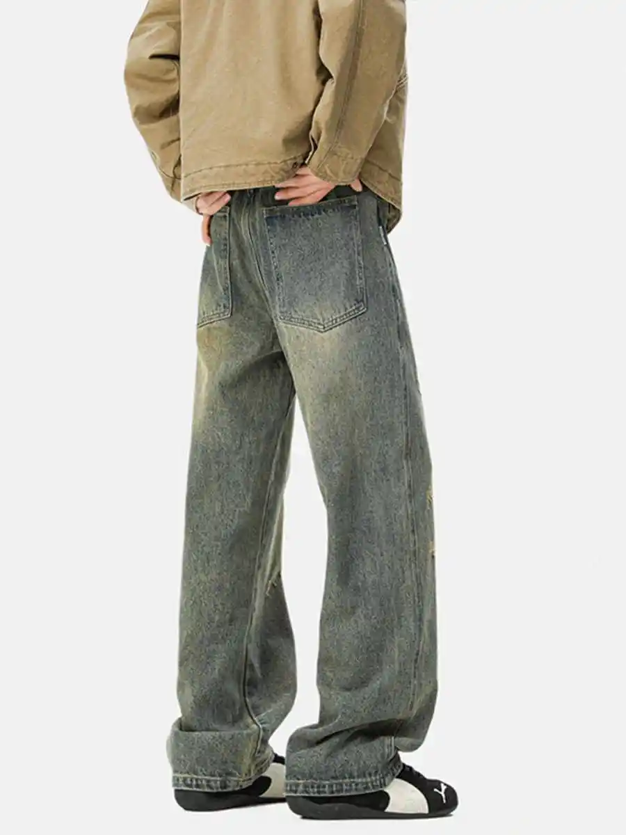Women Vintage Blue Y2k Boyfriend Ripped Jeans Harajuku Baggy Denim Trouser Japanese 2000s Style Oversize Jean Long Pants Clothes