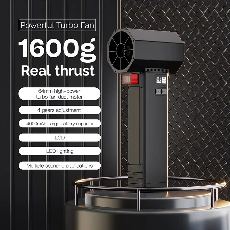 

Car Violent Air Blower Powerful Handheld Turbo Jet Fan With LED Lighting 64MM Brushless Motor High-Speed 4000mA 1600G Thrust