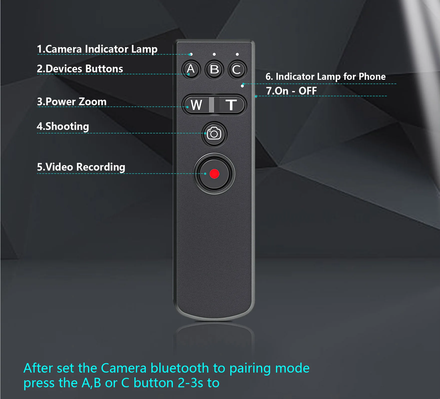 AODELAN 4 in 1 Bluetooth Wireless Remote Control BR-SS for Canon Sony Nikon and Phone, Camera Video Recording Focus Pictures