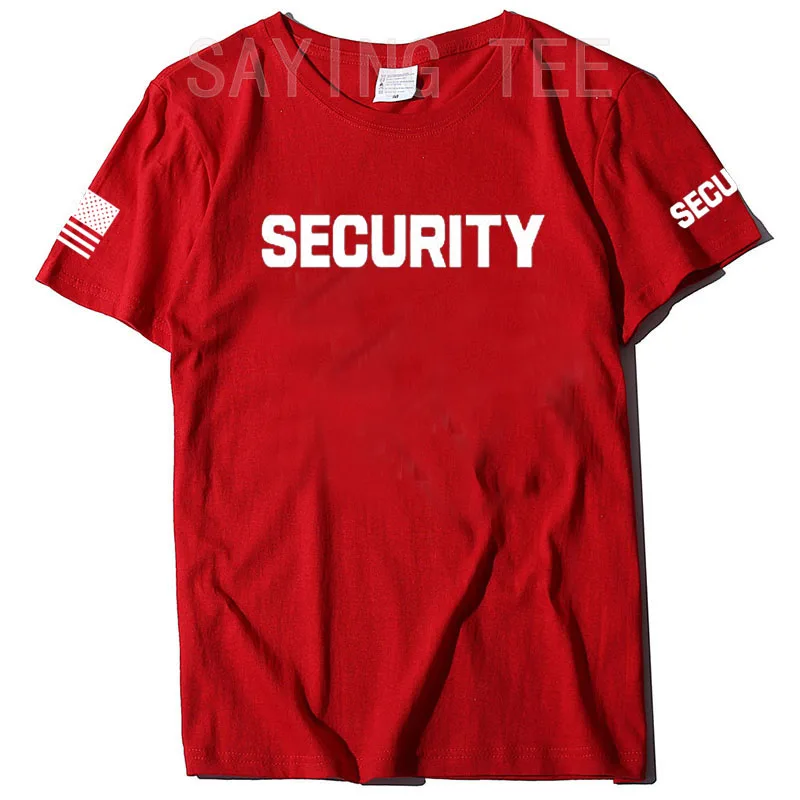 Security | Event Safety Guard Staff American USA Flag on Arm Unisex T-Shirt Career Apparel Sayings Letter Print Graphic Tee Tops