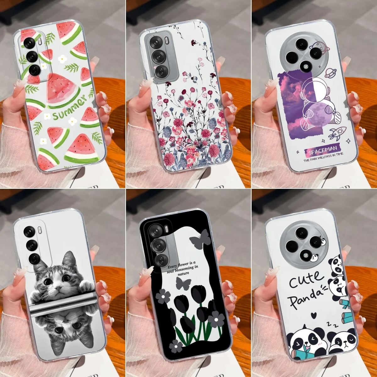 For OPPO Reno12 12Pro 12F Funda Cute Panda Silicone Soft TPU Shockproof Clear Back Cover For Reno12F Case Reno12Pro Coque Carcas