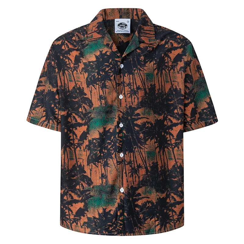 

Mens Hawaiian Shirt Summer Beach Aloha Shirt Palm Tree Print Short Sleeve Button Up Casual Holiday Tropical Vintage Top Clothing