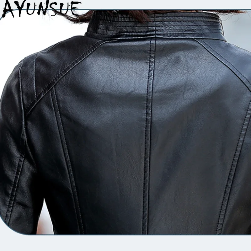 AYUNSUE Sheepskin Genuine Leather Jacket Womens Cropped Coat Autumn Women Clothing New in Coats Slim Fit Jaqueta Couro 2024