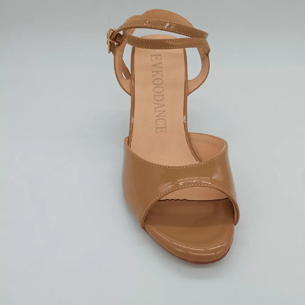 Professional New Tango Shoes Women 3" Stiletto Heel Brown Latin Salsa Ballroom Dance Shoes for Competition Tango Wedding Party view 3